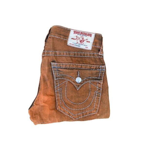 Rare True Religion Jeans Size 30 STRAIGHT Orange Stitch - Picture 6 of 7